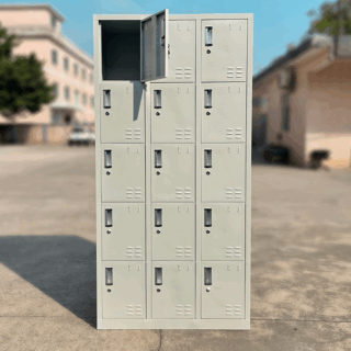Secure & Organized Storage Solution 🗄️🔒 Optimize your office or workspace with the 15-Locker Steel File Cabinet — a robust and efficient storage solution designed to keep your files, documents, and personal items safe and well-organized. Perfect for busy offices, schools, gyms, or shared workspaces, this cabinet offers high-capacity storage with secure access. Heavy-Duty Steel Construction for Durability 🛠️🏗️ Crafted from premium-quality steel, this file cabinet delivers superior strength and long-lasting durability. Its powder-coated finish resists rust, scratches, and daily wear, ensuring the cabinet maintains a sleek and professional look even in high-traffic environments. 15 Individual Lockable Lockers for Maximum Security 🔐🗝️ Featuring 15 separate compartments, each locker comes with its own lock and key, providing secure personal storage for employees, students, or gym members. This multi-locker setup helps prevent unauthorized access and keeps belongings safe and organized. Space-Efficient Design for Compact Areas 📏🏢 Designed to maximize storage while minimizing footprint, this locker cabinet fits perfectly in hallways, office corners, locker rooms, or reception areas. Its vertical design optimizes floor space, making it ideal for environments with limited room. Versatile Use for Offices, Schools & Gyms 🏫🏋️♂️💼 The 15-Locker Steel File Cabinet is suitable for a variety of settings: Corporate offices: Securely store files, personal items, or office supplies Educational institutions: Provide students and staff with personal lockers Fitness centers & gyms: Safeguard members’ belongings during workouts Easy to Clean and Maintain 🧽✨ The smooth steel surface is simple to wipe down and keep clean, ensuring hygiene and a polished appearance at all times. Its durable coating resists stains and discoloration, making maintenance hassle-free. Practical & Professional Storage Solution ✅🗃️ With its combination of security, durability, and organization, the 15-Locker Steel File Cabinet is the ideal choice for businesses and institutions seeking reliable, personal storage options. Enhance your space with a practical and professional locker system. Invest in the 15-Locker Steel File Cabinet to streamline organization and safeguard belongings in your workspace or facility. Durable, secure, and space-saving! 🔒🗄️