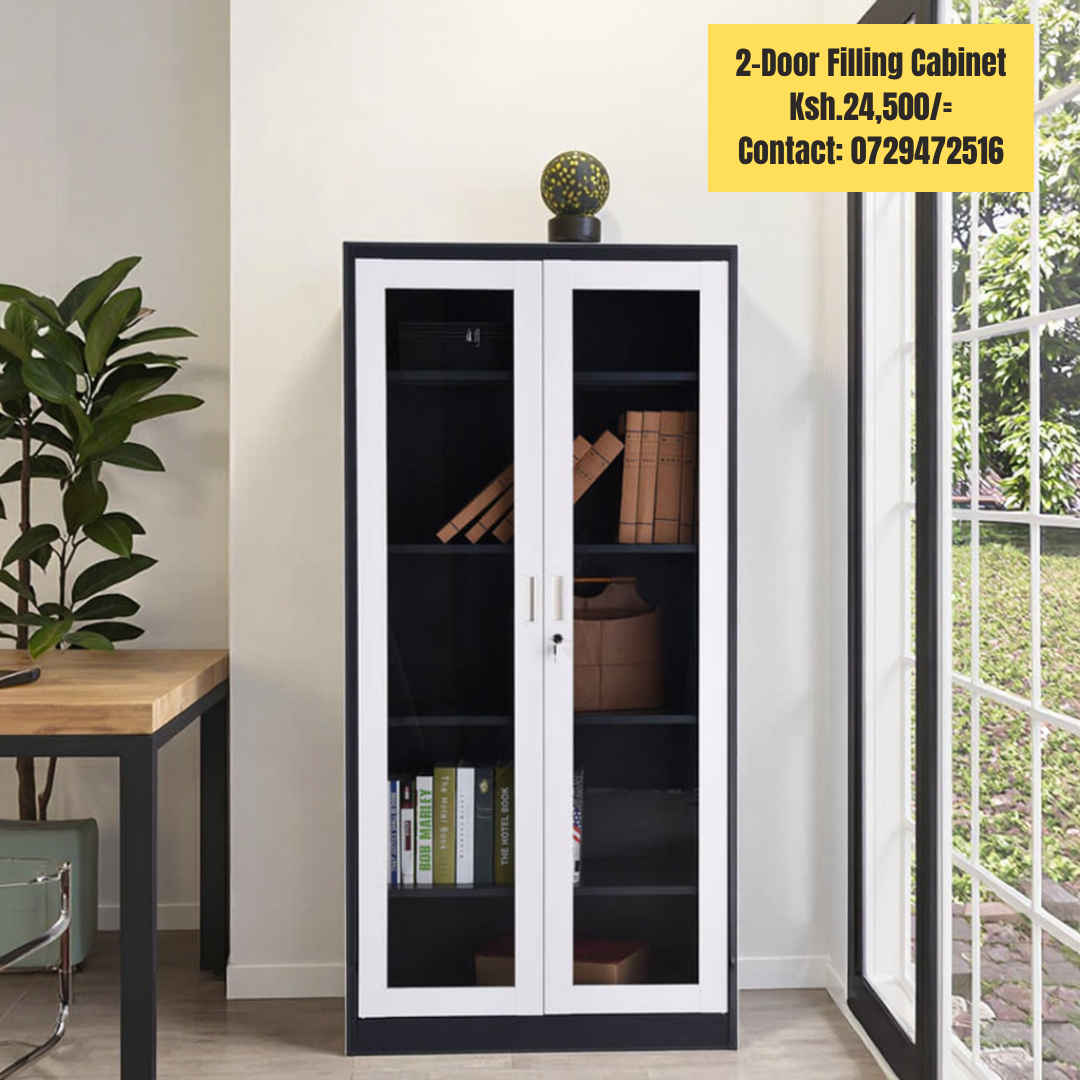 2-Door Glass Front File Cabinet - Image 2