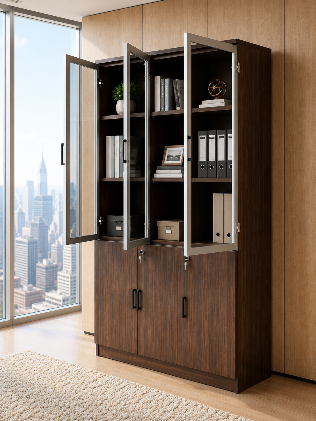 3-door cabinet, three door cabinet, storage cabinet, wooden storage cabinet, metal storage cabinet, steel cabinet, office storage cabinet, home storage cabinet, kitchen storage cabinet, bedroom storage cabinet, living room cabinet, bathroom storage cabinet, modern storage cabinet, contemporary cabinet, minimalist cabinet, multipurpose cabinet, multi purpose storage cabinet, utility cabinet, household storage cabinet, furniture cabinet, organizer cabinet, home organization furniture, office organization cabinet, file storage cabinet, document storage cabinet, lockable cabinet, secure storage cabinet, locking cabinet, display cabinet, enclosed storage cabinet, closed storage cabinet, freestanding cabinet, floor standing cabinet, tall storage cabinet, low storage cabinet, wide cabinet, compact cabinet, space saving cabinet, large storage cabinet, heavy duty cabinet, durable storage cabinet, strong cabinet, reinforced cabinet, engineered wood cabinet, MDF cabinet, laminate cabinet, plywood cabinet, solid wood cabinet, oak cabinet, walnut cabinet, teak cabinet, pine cabinet, beech cabinet, black cabinet, white cabinet, brown cabinet, grey cabinet, modern furniture cabinet, stylish storage cabinet, elegant cabinet, premium cabinet, luxury cabinet, affordable cabinet, budget cabinet, commercial storage cabinet, residential storage cabinet, industrial storage cabinet, corporate cabinet, office furniture, home furniture, kitchen furniture, storage furniture, interior furniture, cabinet with shelves, adjustable shelves cabinet, fixed shelves cabinet, multi shelf cabinet, compartment cabinet, drawer and door cabinet, cabinet with drawers, cupboard cabinet, sideboard cabinet, wardrobe cabinet style, linen cabinet, pantry cabinet, crockery cabinet, utensil storage cabinet, dish storage cabinet, food storage cabinet, stationery cabinet, supply storage cabinet, cleaning supply cabinet, utility room cabinet, garage storage cabinet, workshop cabinet, laundry cabinet, dorm room cabinet, apartment storage cabinet, small space furniture, interior storage solution, smart storage cabinet, organized storage furniture, clutter free storage, tidy home storage, functional furniture, practical storage solution, durable home cabinet, long lasting cabinet, scratch resistant cabinet, moisture resistant cabinet, easy clean cabinet, low maintenance cabinet, anti rust metal cabinet, powder coated cabinet, ventilated cabinet, modern home storage, Scandinavian cabinet, industrial style cabinet, rustic cabinet, farmhouse cabinet, aesthetic storage cabinet, clean design cabinet, premium wood cabinet, engineered furniture cabinet, quality storage furniture, high capacity cabinet, vertical storage cabinet, horizontal cabinet, modular cabinet, customizable cabinet, multi purpose furniture, space optimization furniture, home essentials cabinet, office essentials cabinet, everyday storage cabinet, efficient storage system, storage solution furniture, professional storage cabinet, business storage cabinet, commercial furniture cabinet, institutional storage cabinet, hospital storage cabinet, school storage cabinet, retail storage cabinet, hotel storage cabinet, hospitality furniture cabinet, secure document cabinet, office filing cabinet, office cupboard storage, interior organization cabinet, modern interior furniture, contemporary home furniture, stylish home storage, functional interior design, organized living furniture